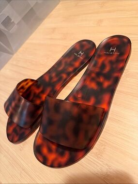 Halston Heritage Tortoiseshell Slide Sandals - Brown and Amber